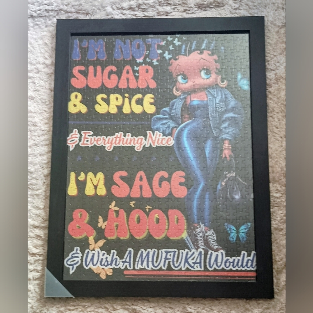 Framed 500 Piece Art Puzzle with Denim and Black Frame 15x20.5